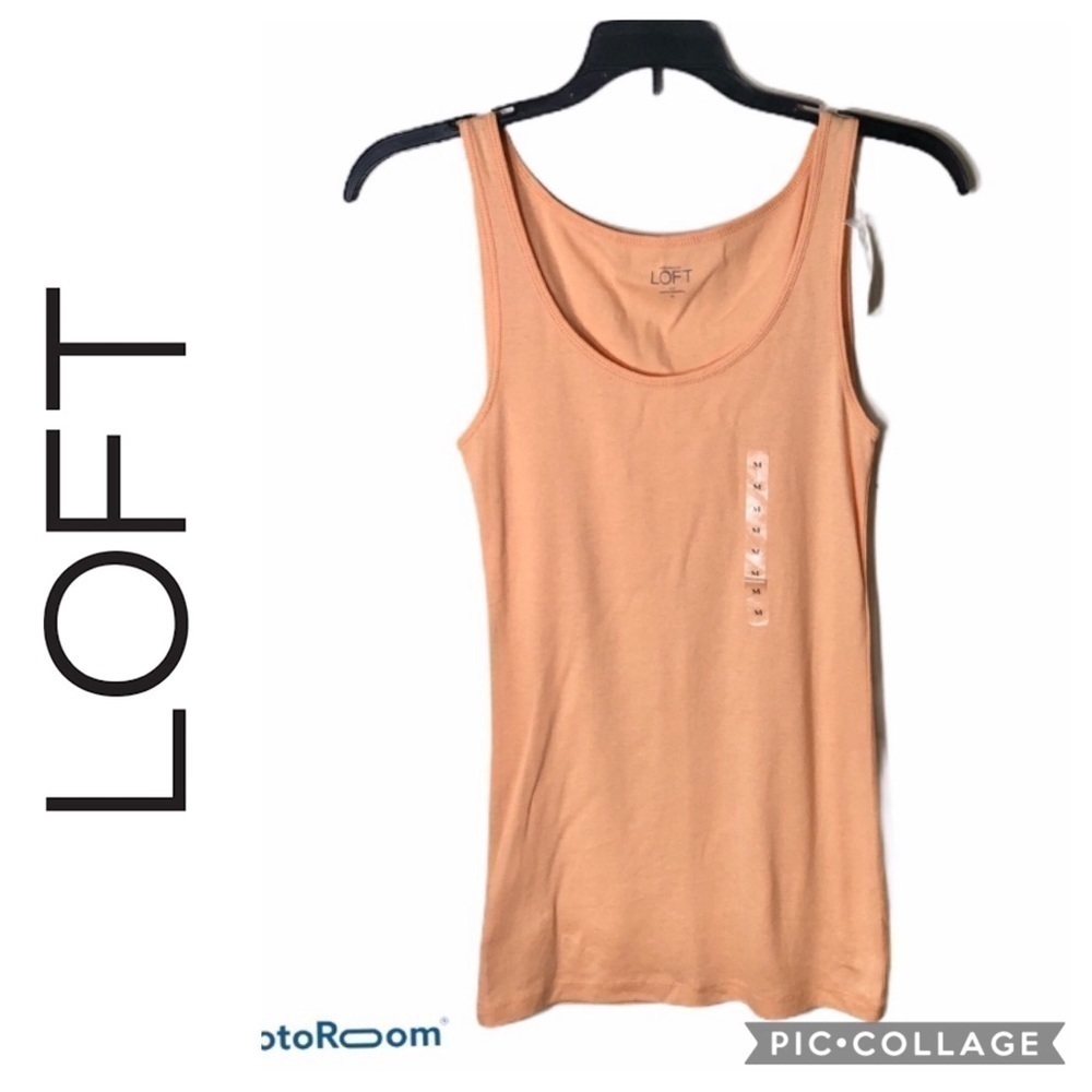 Loft Peach Scoop Neck Tank Top NWT Medium Orange Pink